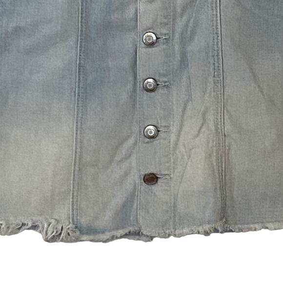 American Eagle Woman's Size 2 Light Wash Button Fly Denim Mini Y2K Jean Skirt - Picture 6 of 9